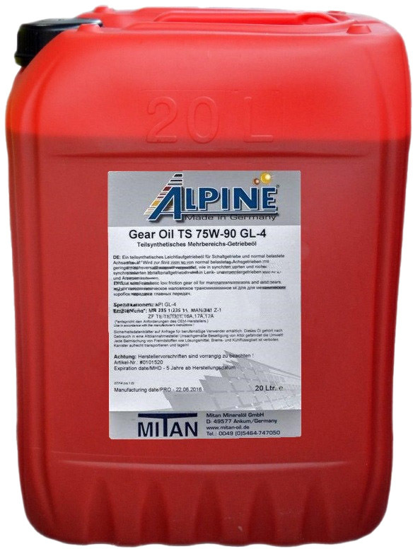 Трансмиссионное масло Alpine High Performance Gear Oil GL-4 75W-90 полусинтетическое 152520
Трансмиссионное масло Alpine High Performance Gear Oil GL-4 75W-90 полусинтетическое 152520