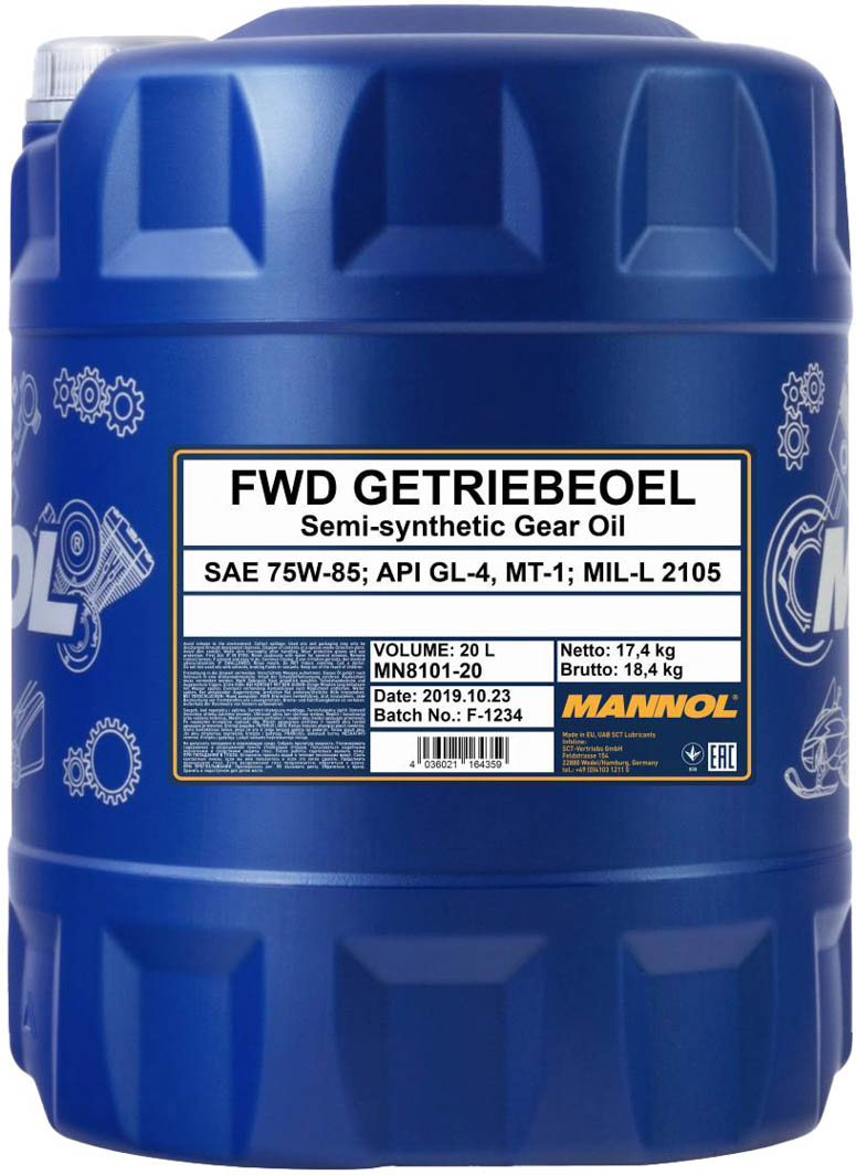Трансмиссионное масло Mannol FWD Getriebeoel GL-4 75W-85 полусинтетическое MN8101-20
Трансмиссионное масло Mannol FWD Getriebeoel GL-4 75W-85 полусинтетическое MN8101-20