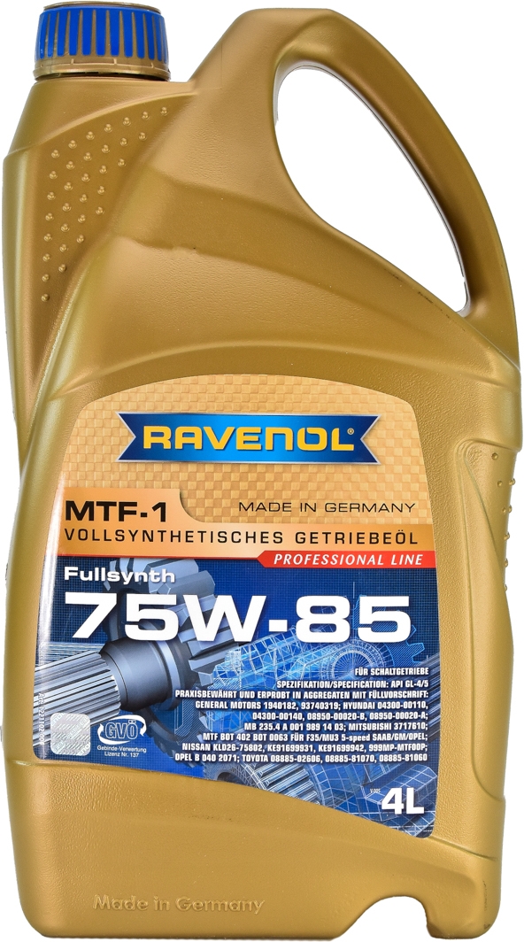 Трансмиссионное масло Ravenol MTF-1 GL-4 / 5 75W-85 синтетическое 1221102004
Трансмиссионное масло Ravenol MTF-1 GL-4 / 5 75W-85 синтетическое 1221102004
