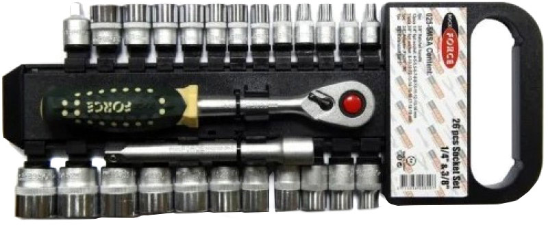 Набор торцевых головок и комплектующих Forsage F-026-5MSA 24 шт. 1/4", 3/8"
Набор торцевых головок и комплектующих Forsage F-026-5MSA 24 шт. 1/4", 3/8"