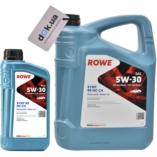 Моторна олива Rowe Synt RS HC-C4 5W-30 на Seat Arosa