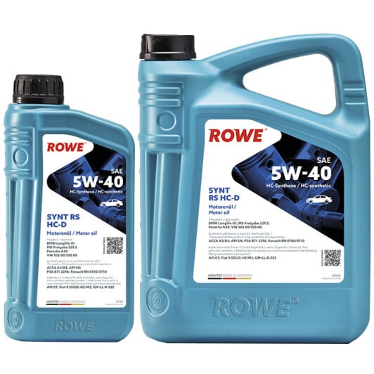 Моторное масло Rowe Synt RS HC-D 5W-40 на Peugeot 206
