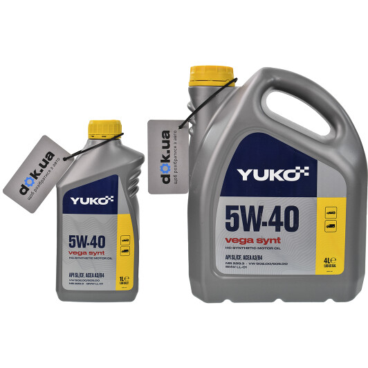 Моторное масло Yuko Vega Synt 5W-40 на Fiat Uno