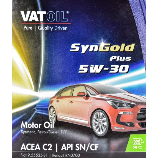 Моторна олива VatOil SynGold Plus 5W-30 для Citroen DS4 1 л на Citroen DS4