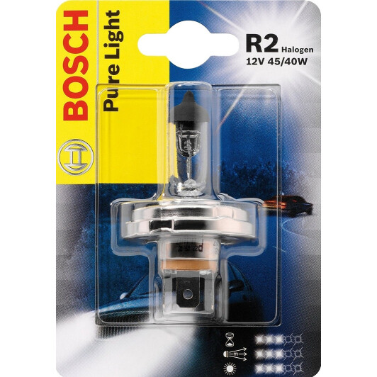 Автолампа Bosch Pure Light R2 P45t 40 W 45 W прозора 1987301021