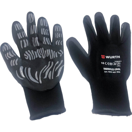 Рукавички робочі Würth TigerFlex Cool нейлонові з нітрилові покриттям чорні