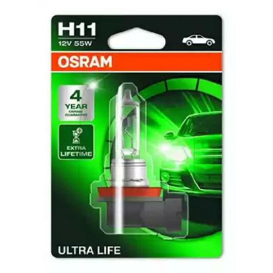 Автолампа Osram Ultra Life H11 PGJ19-2 55 W прозрачная 64211ULT01B