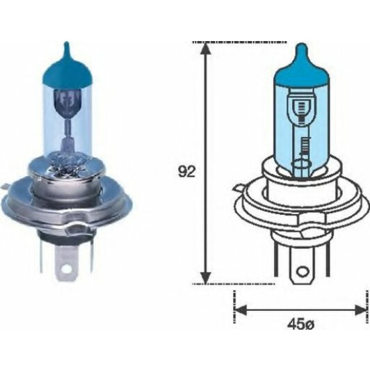 Автолампа Magneti Marelli H4 P43t 55 W 60 W синя 002602100000