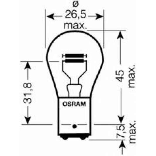 Автолампа Osram P21/5W BAY15d 10 W 28 W прозрачная 7537TSP