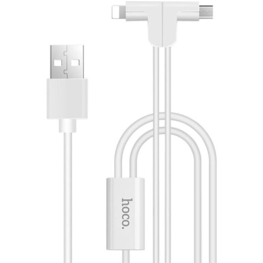 Кабель 2 в 1 Hoco X12 X12LIGHTNINGMICROWHITE USB - Apple Lighting - Micro USB 1,2 м