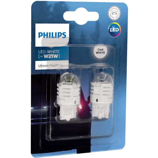 Автолампа Philips Ultinon Pro3000 W21W WX3x16d 1,75 W прозора 11065U30CWB2