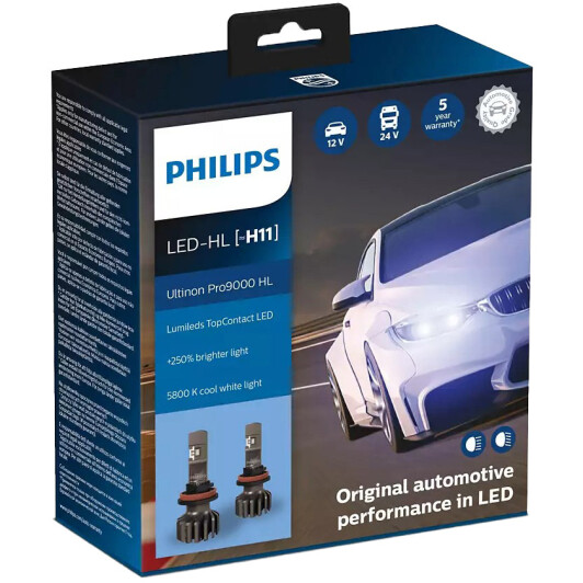 Автолампа Philips Ultinon Pro9000 H1 PGJ19-2 18 W 11362U90CWX2