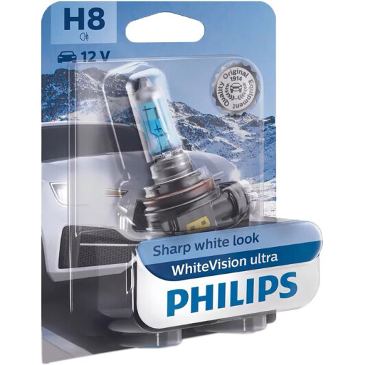 Автолампа Philips WhiteVision Ultra H8 PGJ19-1 35 W темно-голубая 12360WVUB1