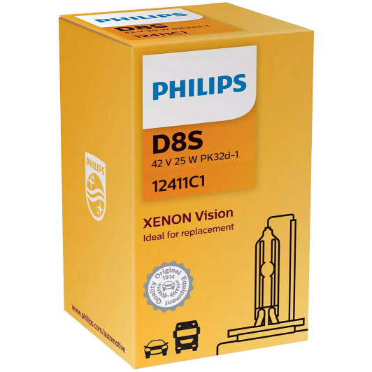 Автолампа Philips Xenon Vision D8S PK32d-1 25 W прозрачная 12411C1