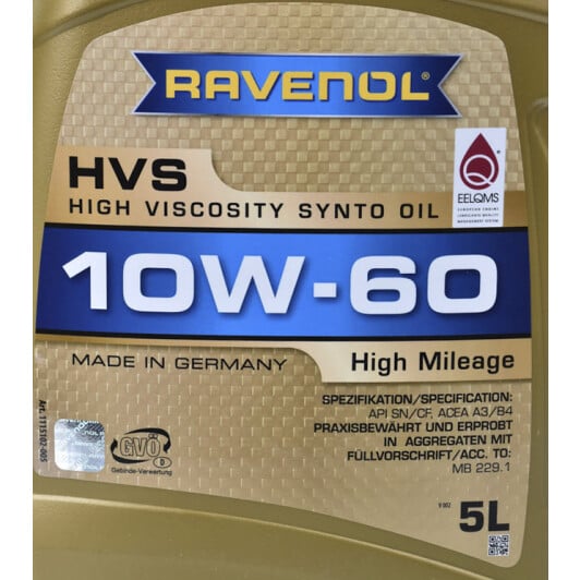 Моторное масло Ravenol HVS 10W-60 5 л на Hyundai Equus