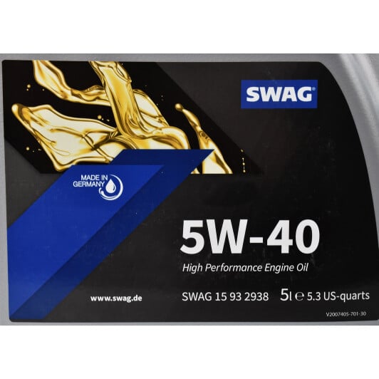 Моторное масло SWAG 5W-40 5 л на BMW 1 Series