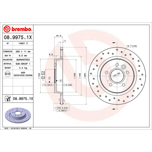 Тормозной диск Brembo 0899751X