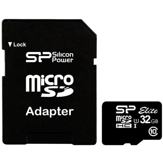 Карта памяти Silicon Power Elite microSDHC 32 ГБ с SD-адаптером