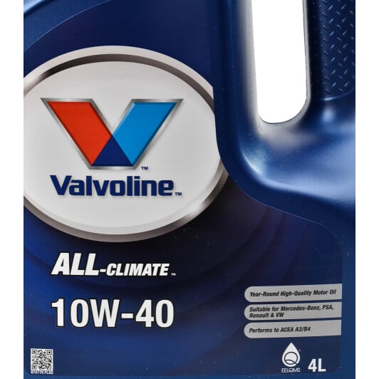Моторное масло Valvoline All-Climate 10W-40 4 л на Iveco Daily IV