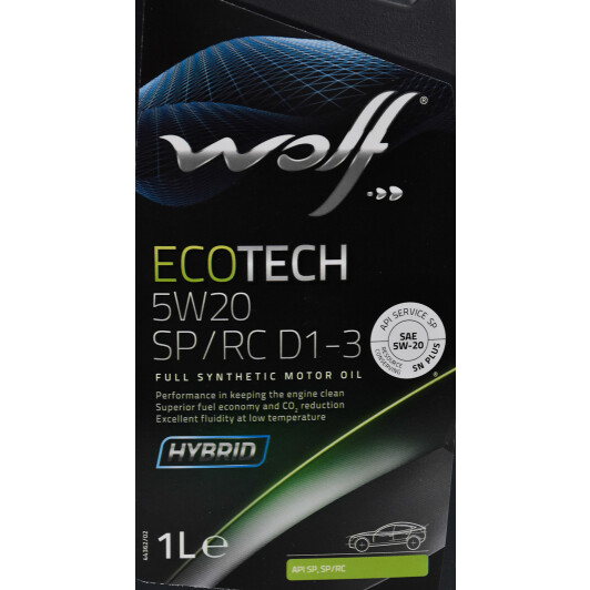 Моторна олива Wolf EcoTech SP/RC D1-3 5W-20 1 л на Lexus GS