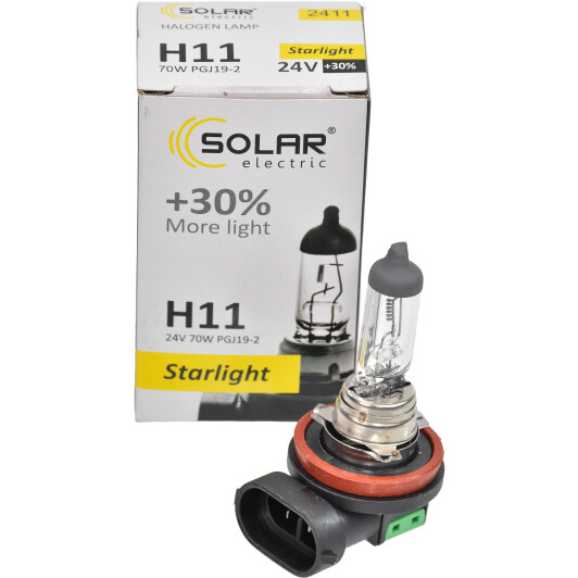 Автолампа Solar Starlight +30 H11 PGJ19-2 70 W прозрачная 2411