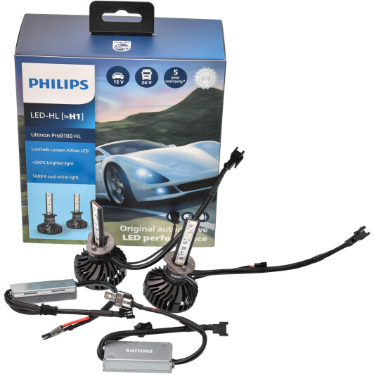 Автолампа Philips Ultinon Pro9100 H1 P14,5s 20 W 11258U91X2