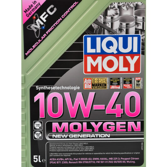 Моторна олива Liqui Moly Molygen New Generation 10W-40 5 л на Skoda Roomster