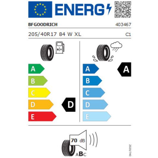 Шина BFGoodrich Advantage 205/40 R17 84W FR XL