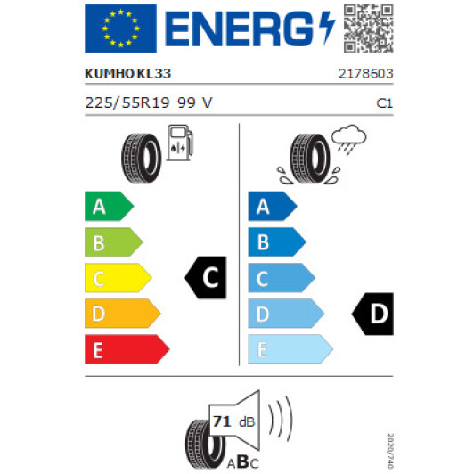 Шина Kumho Tires Crugen Premium KL33 225/55 R19 99V