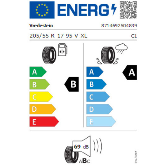Шина Vredestein Ultrac 205/55 R17 95V XL