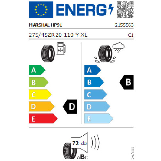 Шина Marshal Crugen HP91 275/45 R20 110Y XL