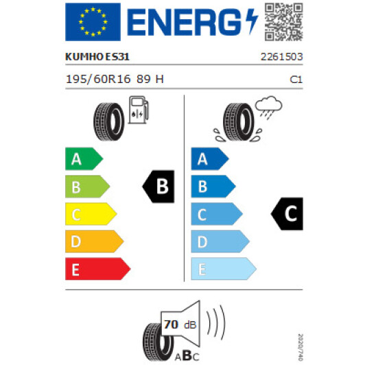 Шина Kumho Tires EcoWing ES31 195/60 R16 89H