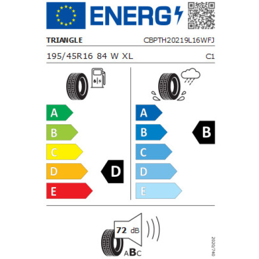 Шина Triangle EffeXSport TH202 195/45 R16 84W XL