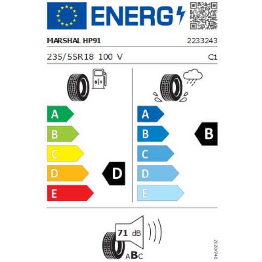 Шина Marshal Crugen HP91 235/55 R18 100V