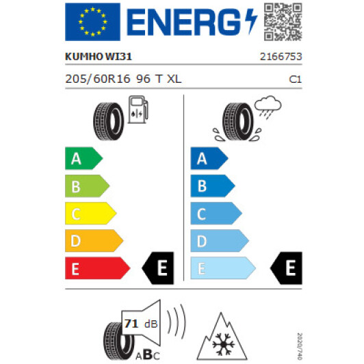 Шина Kumho Tires WinterCraft Ice WI31 205/60 R16 96T XL (під шип)