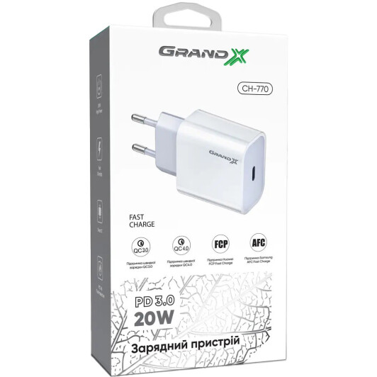 Мережевий зарядний пристрій Grand-X CH-770L 20 Вт