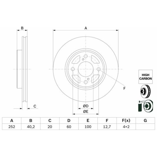 Тормозной диск Bosch 0986479f37 для Suzuki Baleno