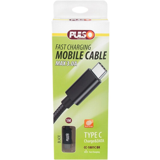 Кабель Pulso CC-1801CBK USB - USB type-C 1 м