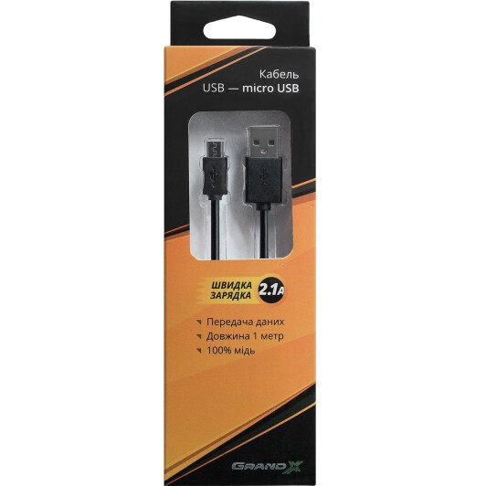 Кабель Grand-X PM01B USB - Micro USB 1 м