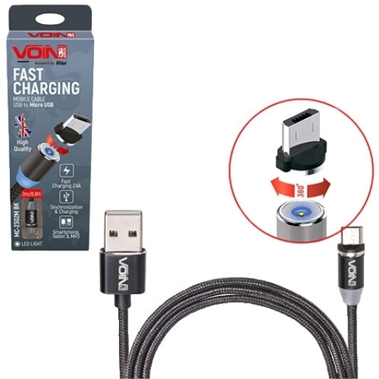 Кабель Voin MC-2302MBK USB - Micro USB 2 м