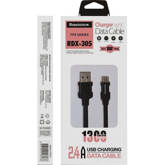 Кабель Reddax RDX-305-BK USB - Micro USB 1,2 м