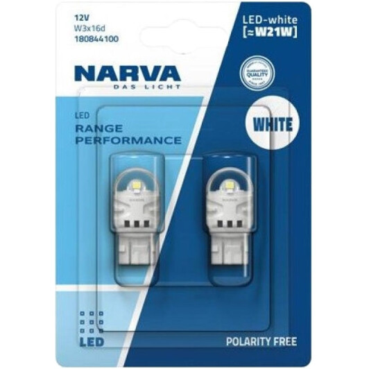 Автолампа Narva Range Performance LED W21W W3x16d 2,2 W 180844100