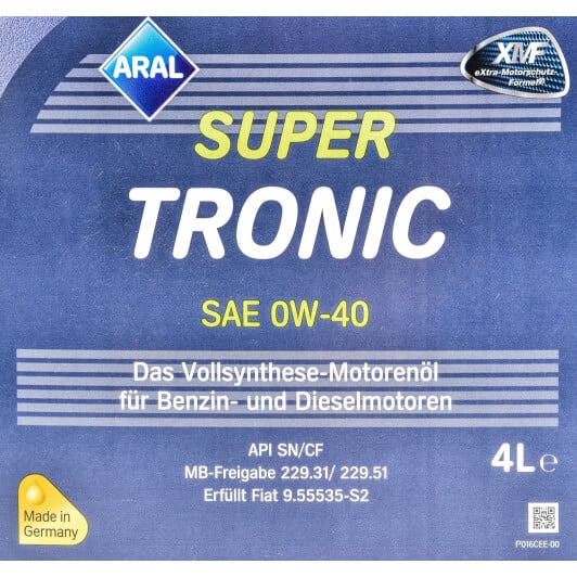 Моторна олива Aral SuperTronic 0W-40 4 л на Audi TT