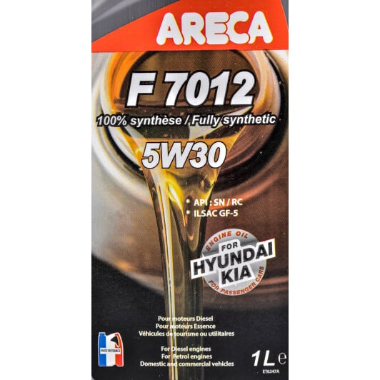 Моторное масло Areca F7012 5W-30 1 л на Fiat Fiorino