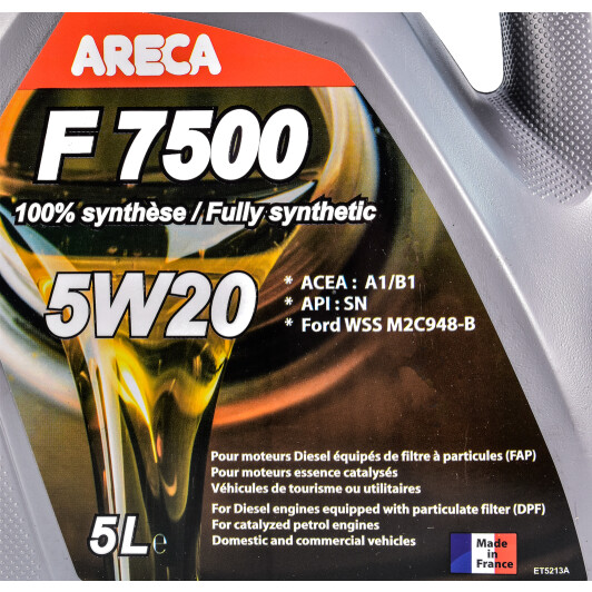 Моторна олива Areca F7500 5W-20 5 л на Fiat Tempra