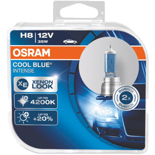 Автолампа Osram Cool Blue Intense H8 PGJ19-1 35 W светло-голубая 64212cbihcbduo