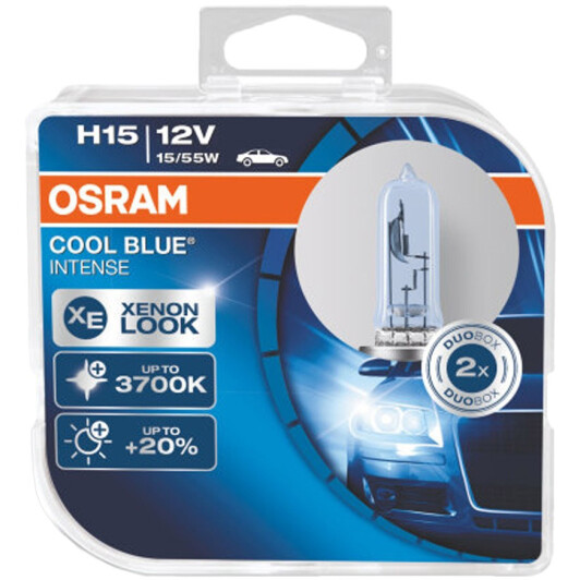 Автолампа Osram Cool Blue Intense H15 PGJ23T-1 15 W 55 W светло-голубая 64176cbihcbduo