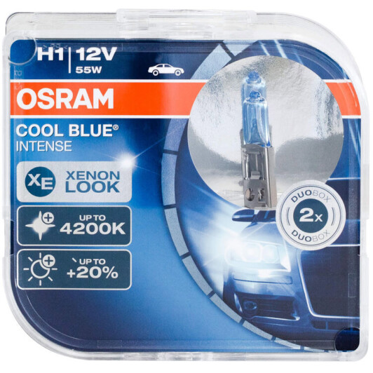 Автолампа Osram Cool Blue Intense H1 P14,5s 55 W светло-голубая 64150cbihcbduo