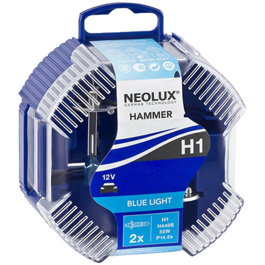 Автолампа Neolux® Blue Light H1 P14,5s 55 W світло-блакитна N448B-DUO