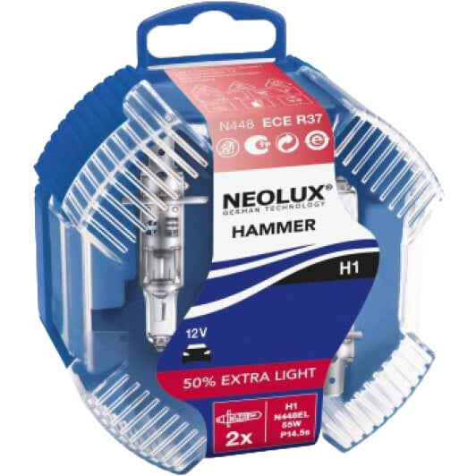 Автолампа Neolux® 50 % Extra Light H1 P14,5s 55 W прозрачная N448EL-DUO